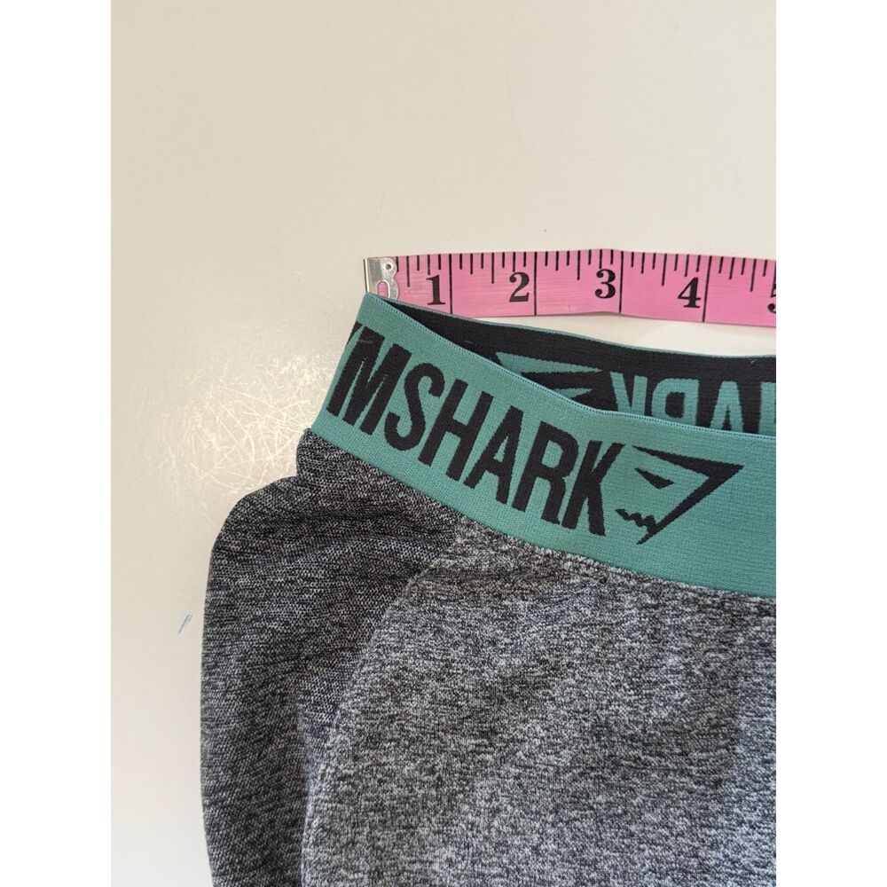 Gymshark Flex Leggings Gray Teal Waistband Stretch Knit Shaping Athletic Gym Sm - Picture 10 of 14